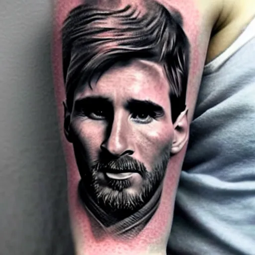 realistic tattoo sketch of a lionel messi face double | Stable Diffusion