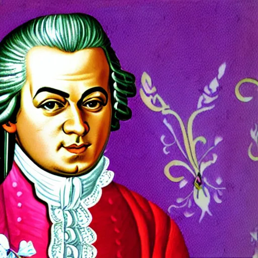 Image similar to original illustration of Mozart by Lisa Frank