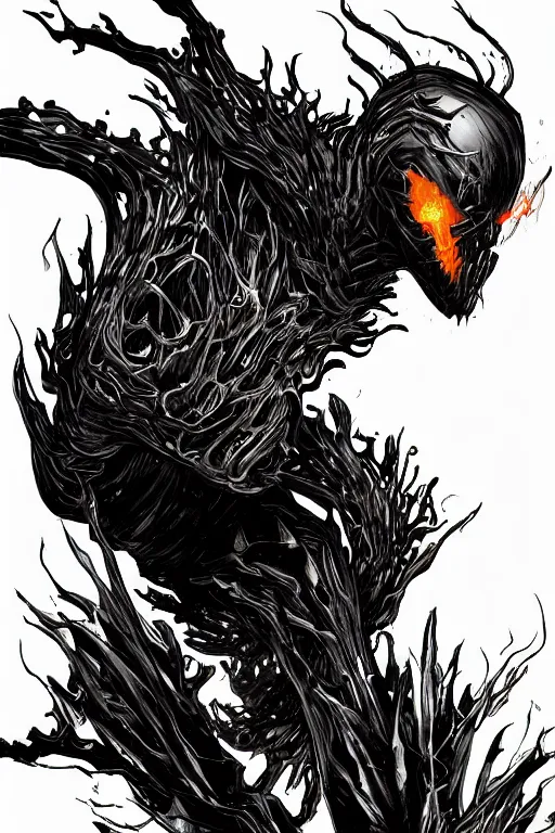 Image similar to ghost rider symbiote, comic strip style, dynamic lighting, fantasy concept art, trending on art station, stunning visuals, creative, cinematic, portrait, ultra detailed