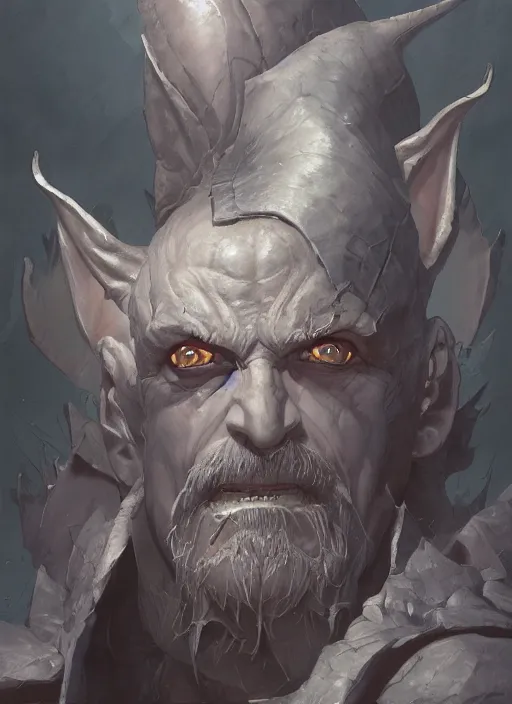 Prompt: portrait of grey goblin priest by artgerm and Craig Mullins, James Jean, Andrey Ryabovichev, Mark Simonetti and Peter Morbacher 16k