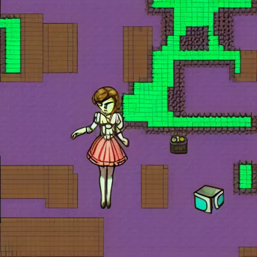 Prompt: Elizabeth from Bioshock in Terraria