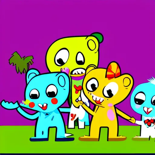 Image similar to Happy Tree Friends, 2D vector art