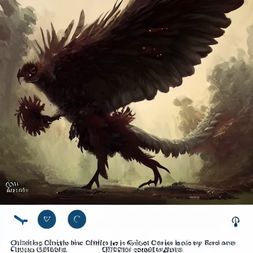 Image similar to digital painting of an elegant but deadly chicogriff, griffin chicogriff hybrid monster, by Greg Rutkowski, magic the gathering concept art, trending on artstation, 4k resolution, ((in a super market Costco))