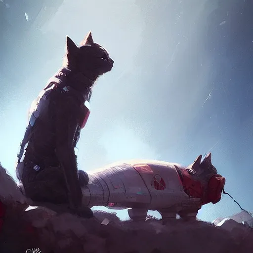 Image similar to 👨‍🚀🐈, digital Art, Greg rutkowski, Trending artstation,cinematographic