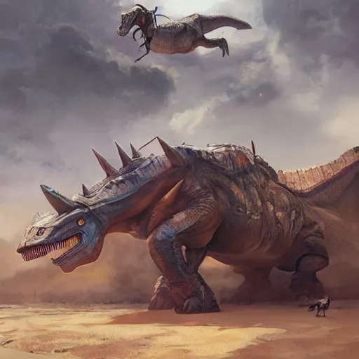 Image similar to lamborghini with dinosaur near a obi store, highly detailed, concept art, art by wlop and artgerm and greg rutkowski, masterpiece, trending on artstation, 8 k