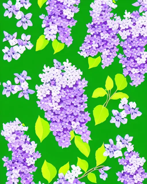 Image similar to lilac flowers, lilac blooms, spring, blue sky, may bug, white clouds, romanticism, the art style and print