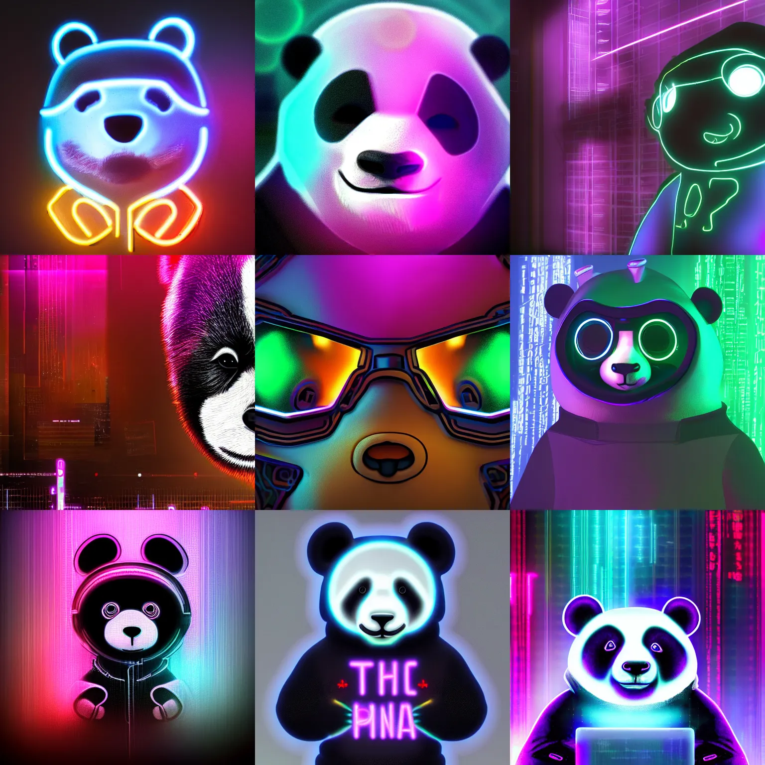 Prompt: the hacker panda, foggy, mystery code, Cyberpunk, neon light, 4k, hd, highly detailed, 8k, rainbow, Unreal Engineer 5
