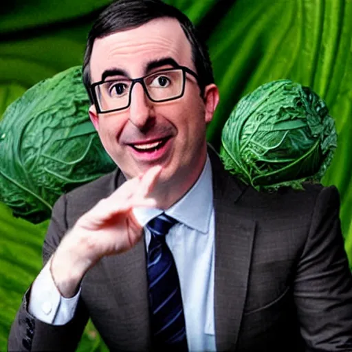 Prompt: john oliver as a cabbage