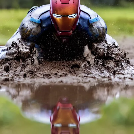 Prompt: ironman play in mud