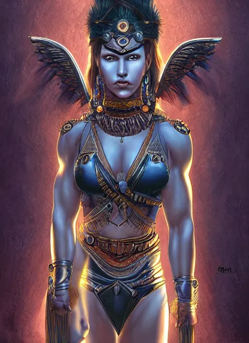 Image similar to a highly detailed symmetrical painting of a female amazon warrior with piercing beautiful eyes in dark tomb setting, dynamic lighting, ambient lighting, deviantart, art by artgerm and glenn fabry