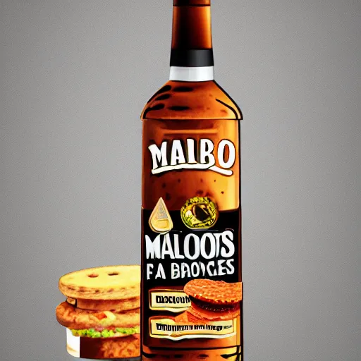 Prompt: snack foods, malort bottle design, hd render