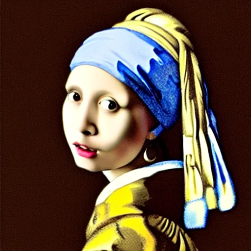 Prompt: a rabbit posing as girl with the pearl earring