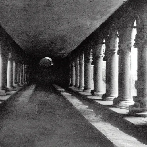 Image similar to old photograph from a acient alient city, black and white