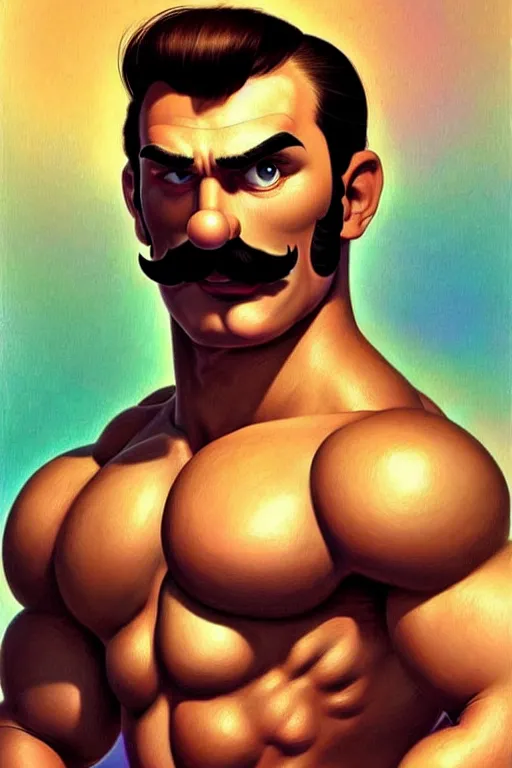 Prompt: gigachad luigi bodybuilder in space by ilya kuvshinov, ernest khalimov body by krista sudmalis, super mario bros symmetrical face concept art, hyper realistic, intricate, elegent, highly detailed, digital painting, concept art, smooth, sharp, focus, illustration, art by artgerm and greg rutkowski and alphonse mucha, artstation