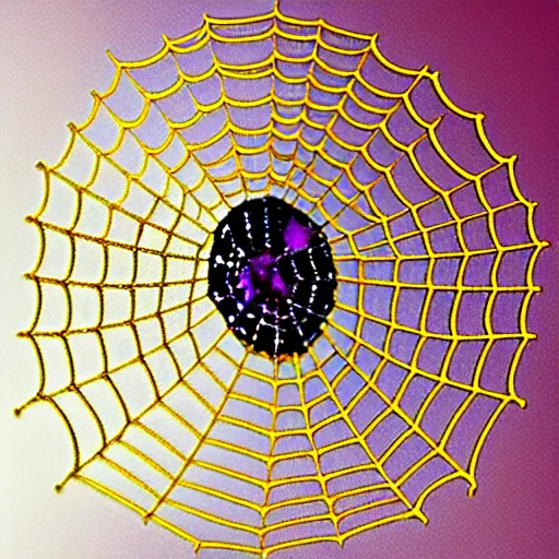 Prompt: A spiderweb made of gold and (((vibrant))) gems!!