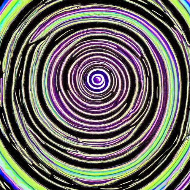 Image similar to serpentine ouroboros devouring itself onto infinity fractal dimensions symmetrical, chromatic aberration polychromatic color scheme