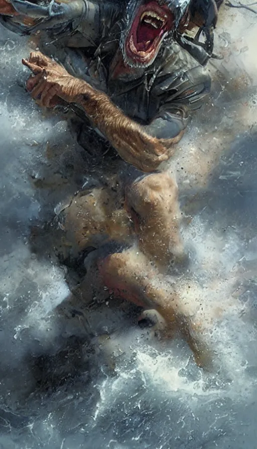 Image similar to rage, by james gurney