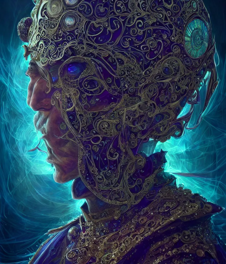 Image similar to front!!! shot of a court jester!!! character, mesmerizing fractal hypercubes, dark holography!!!, future, oil slick, crystalline edges, (((intricate))), elegant, highly detailed, centered, (((artstation, concept art, smooth, sharp focus, artgerm, Tomasz Alen Kopera, Peter Mohrbacher, donato giancola, Joseph Christian Leyendecker, WLOP, Boris Vallejo))), ((raytracing)), mugshot!!!!!, ugly!!!!!!, octane render, nvidia raytracing demo, octane render, nvidia raytracing demo, octane render, nvidia raytracing demo, grainy, muted, 8K, digitalblasphemy, metatron