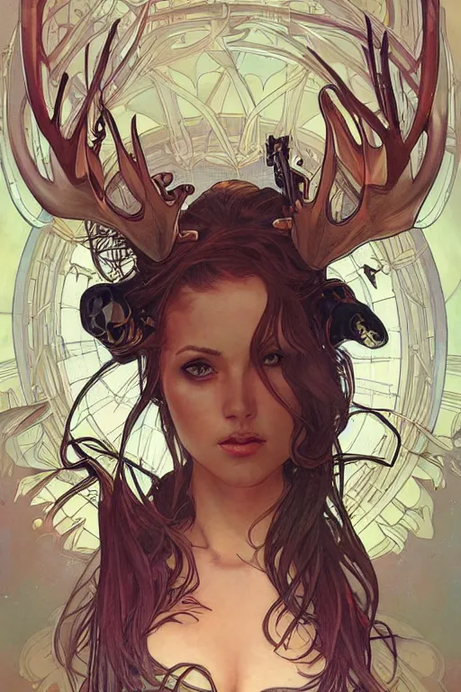 Prompt: electric moose. art by artgerm and greg rutkowski and alphonse mucha and tomacz alen kopera.