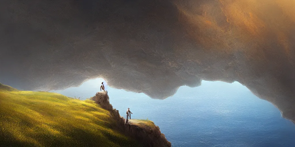 Image similar to Field on the edge of a cliff overlooking the ocean by Jessica Rossier