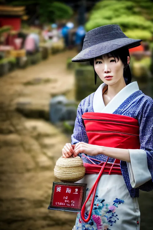 Image similar to japanesse farmer, cinematic view, bokeh, extreme detailed, vogue photo style, proportional, dynamic composition, perfect face details, perfect body shape, intricate, comfort posse, smooth, sharp focus, body features, ultra realistic, award winning photo, captured by nikon d 8 5 0, 4 5. 7 mp lens, 4 k, full body.