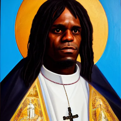 Image similar to portrait of the holy father, chief keef, oil on canvas by william sidney mount, trending on artstation,