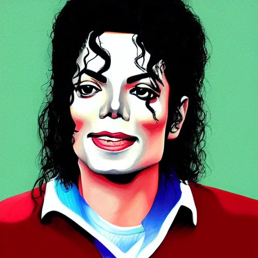 Image similar to portrait of michael jackson, highly detailed, centered, solid color background, digital painting