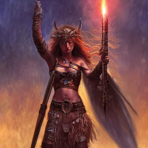 Prompt: epic beautiful young warrior maiden fighting against darkness under ritual lit night Ken Kelly, photorealistic, cinematic, fantastic reality, detailed, intricate dramatic lighting, establishing shot, 8k resolution – W 1024