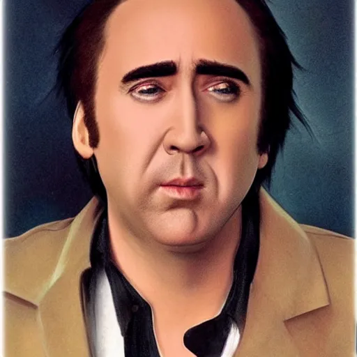 Image similar to liquid Nicolas Cage from bottle.