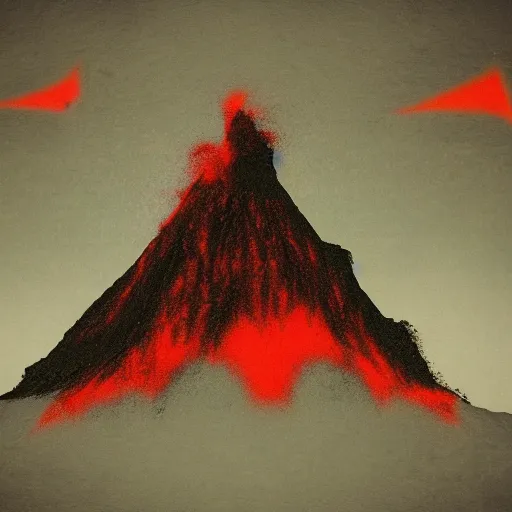 Prompt: a volcano, glitchcore art