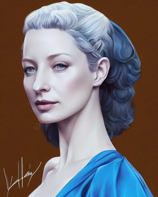 Image similar to in the style of joshua middleton, artgerm, beautiful caitriona balfe, outlander, full body, blue dress, elegant pose, middle shot, spooky, detailed realisitc eyes, detailed realistic eyes, detailed and intricate