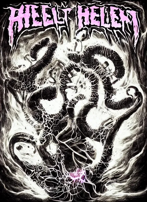 Prompt: an album cover for a metal band named helbent fetus