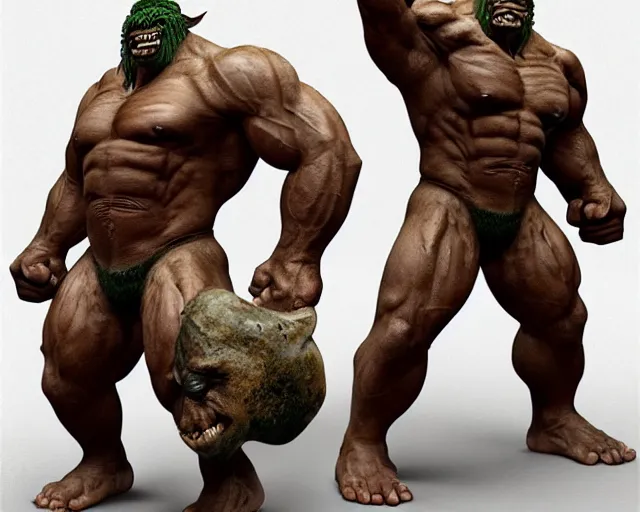 Image similar to hyper realistic group vintage photograph of a warrior orc tribe, tall, muscular, hulk like physique, sharp fangs and tusks, big arms, big hands, big feet, armored, tribal paint, highly detailed, 3 d render, unreal engine, octane render, cgi, vfx