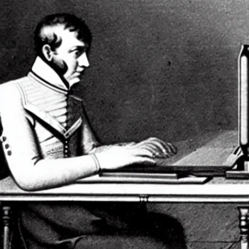 Prompt: Emperor Napoleon building a computer