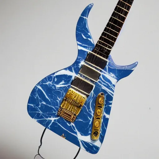 Prompt: an electrified guitar made entirely out of marble