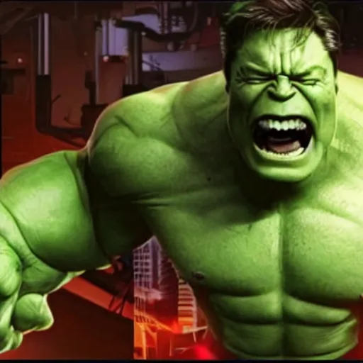 Prompt: elon musk as the incredible hulk