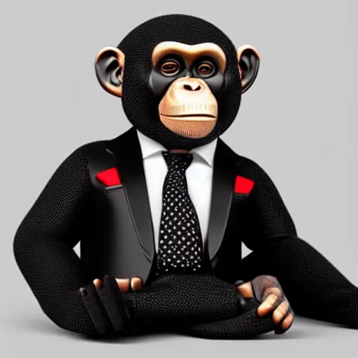 Image similar to chimpanzee wearing a suit and tie, ready for a meeting