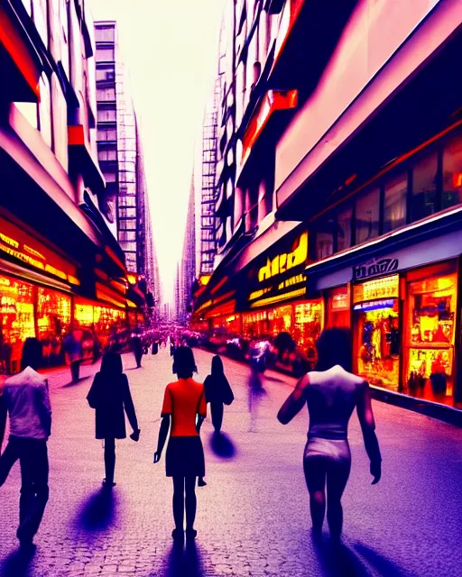 Image similar to busy city street with headless people, high definition,