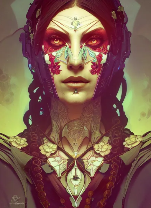 Image similar to symmetry!! portrait of floral! borderlands 3 psycho, intricate, elegant, highly detailed, digital painting, artstation, concept art, smooth, sharp focus, illustration, art by artgerm and greg rutkowski and alphonse mucha, 8 k