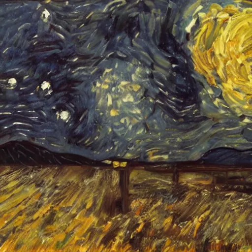 Image similar to a painting of a starry night over a martian cooling by vincent van gogh, featured on pixiv, futurism, sci - fi, post - impressionism, impressionism, painterly, detailed painting