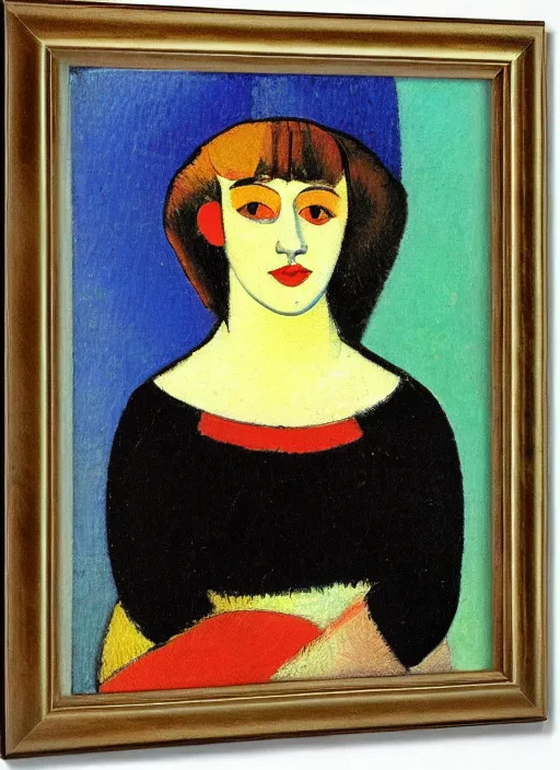 Prompt: a portrait of a pretty young lady by alexej von jawlensky