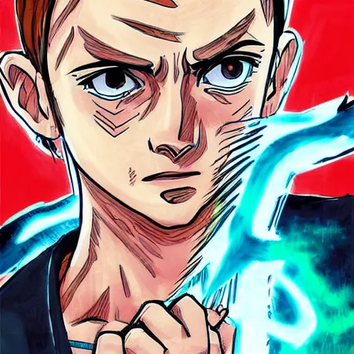 Prompt: digital art, Emma Watson as Issac Netero on hunter x hunter, painted by Yoshihiro Togashi