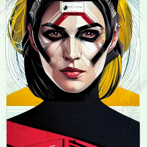 Image similar to portrait of a female android, by DC comics, MARVEL comics and Sandra Chevrier