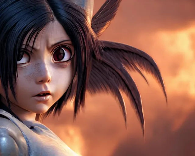 Prompt: battle angel alita, mouth open in awe, doe eyes, photorealistic, lifelike, portrait, octane engine, cinematic lighting, high detail, high resolution