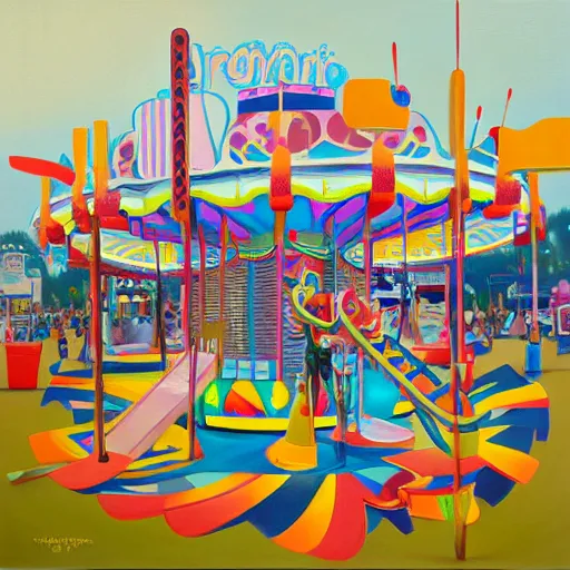 Image similar to painting of a funfair, by rik oostenbroek, james jean, amy sol