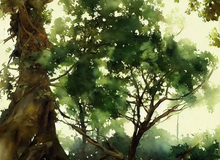Prompt: watercolor painting of close up tree brach with leaves, art by anders zorn, wonderful masterpiece by greg rutkowski, beautiful cinematic light, american romanticism by greg manchess, creation by tyler edlin, aquarelle