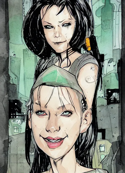 Image similar to a portrait of a pretty sewer punk young lady by dustin nguyen