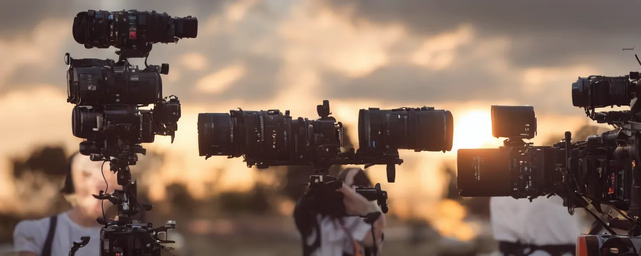 Image similar to a 3 / 4 mid close up shot of a person in a mcdonald's commercial filmed by autumn durald at sunset with an alexa lf and panavision t - series anamorphic 4 0 mm lens at t 2. 0