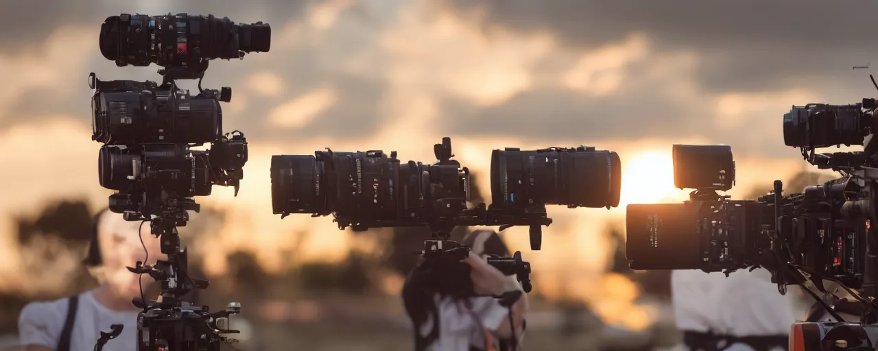 Prompt: a 3 / 4 mid close up shot of a person in a mcdonald's commercial filmed by autumn durald at sunset with an alexa lf and panavision t - series anamorphic 4 0 mm lens at t 2. 0