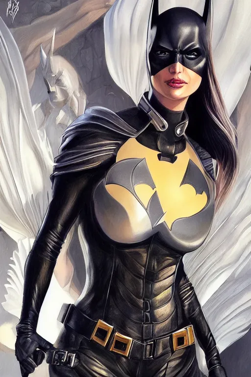 Image similar to Ivanka trump as a heroine in b/ack leather, batman batgirl, amazing body curves, intricate, elegant, highly detailed, centered, digital painting, artstation, concept art, smooth, sharp focus, illustration, art by artgerm and donato giancola and Joseph Christian Leyendecker, Ross Tran, WLOP